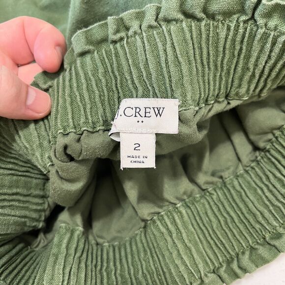 J.Crew Skirt Womens 2 Sage Green Elastic Adjustable Waist Cotton Linen Textured - Picture 4 of 10